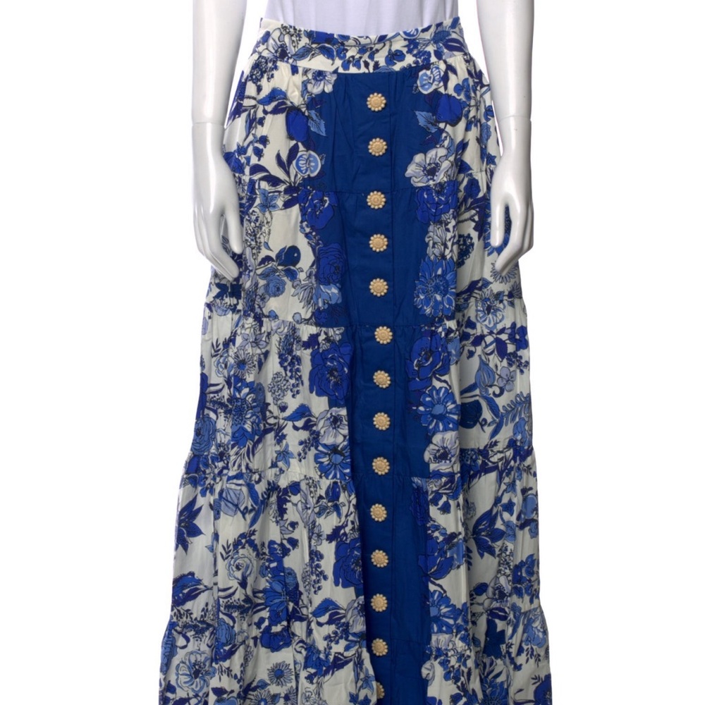 Cara Cara Floral Blue and White Maxi Skirt